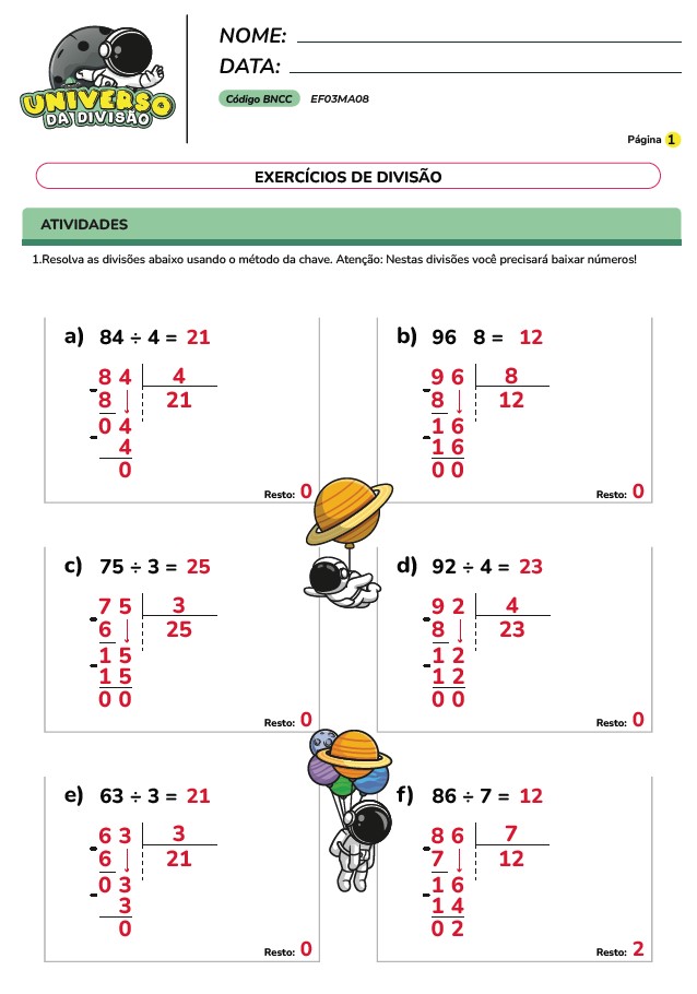 Atividades de Divisão