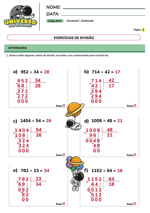 Atividades de Divisão